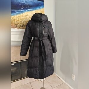 Black Puffer Coat with Hood